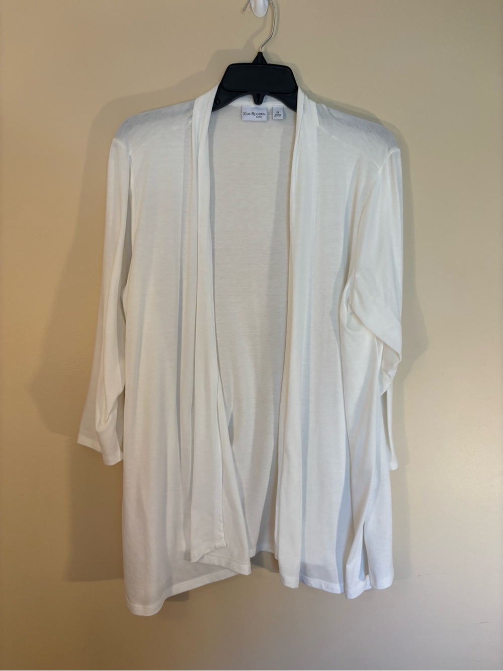 Kim Rogers Cream Open-Front Draped Cardigan
